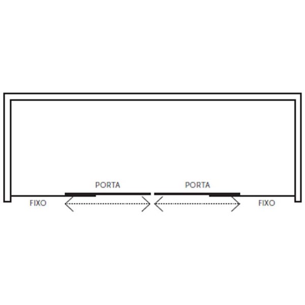 Skizze einer Schiebetüranlage mit feststehenden und beweglichen Elementen