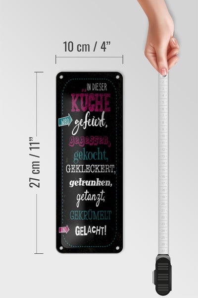 Blechschild Spruch 10x27 cm In dieser Küche wird Aufzählung Dekoration
