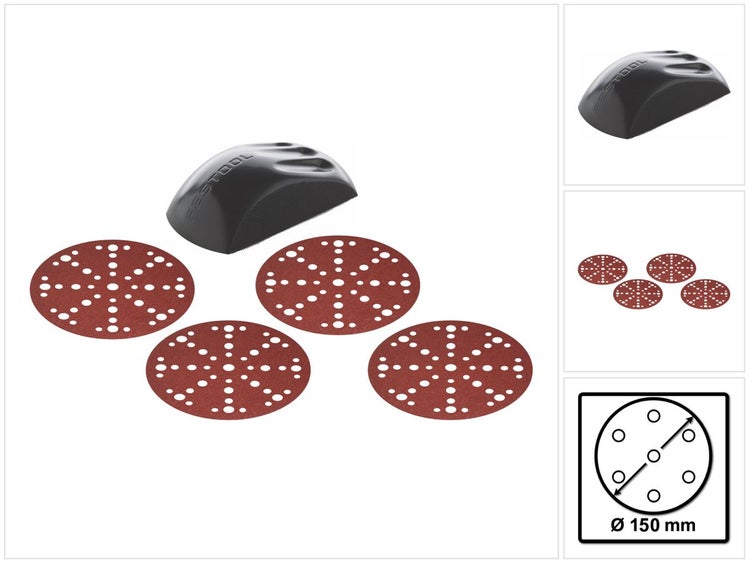 Festool HSK-D 150 H Schleifklotz Hart 150 mm ( 495966 ) + 200x Schleifscheiben P40 / P60 / P120 / P180