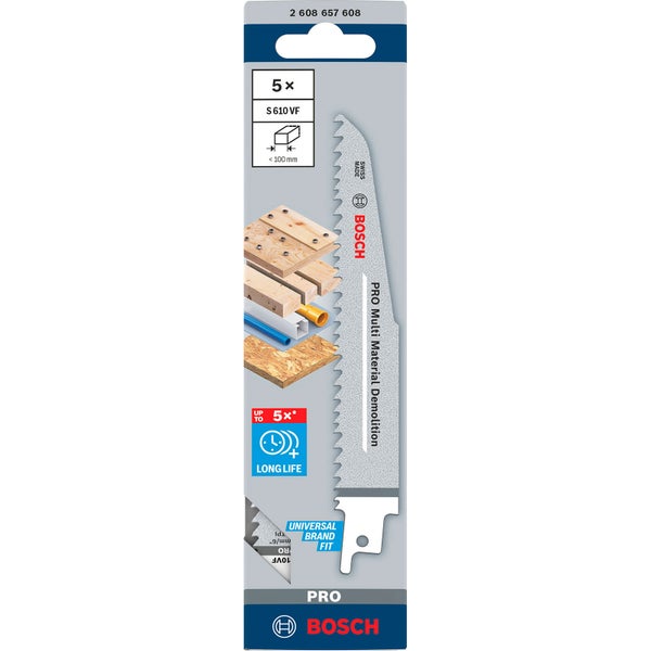 Bosch PRO Multi Material Demolition S610VF Blatt 1,6 x 22 x 150 mm 5-tlg. - 2608657608