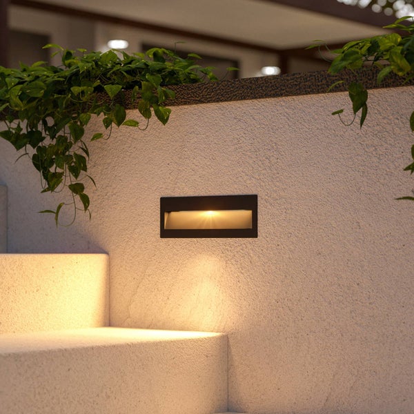 Lucande LED Wandeinbaulampe aussen rechteckig, spritzwassergeschützt IP54 Außenleuchte Treppenbeleuchtung 1 x 6W