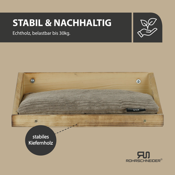 Rohrschneider Wandmulde geflammt+ Kissen mit Füllung Cord breit taupe