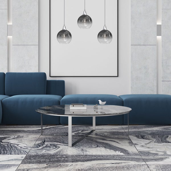 Pendelleuchte Hängeleuchte Mariopa P3 Silber 3 x E27 Metall + Glas 60 cm 11163