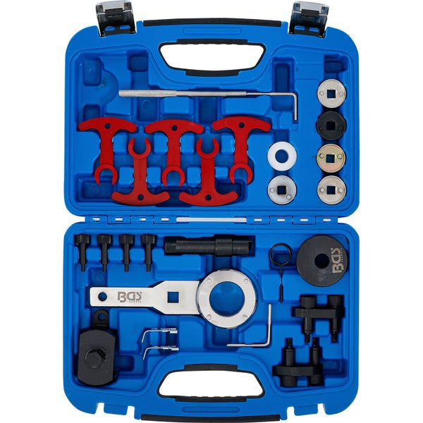 Motor Einstellwerkzeugsatz im blauen Werkzeugkoffer