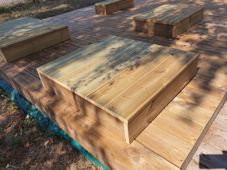 Blockstufen Holz modulierbar-4 Bretter B100cm H17cm