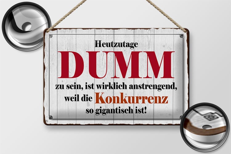 Blechschild Spruch 30x20cm Heutzutage DUMM zu sein ist