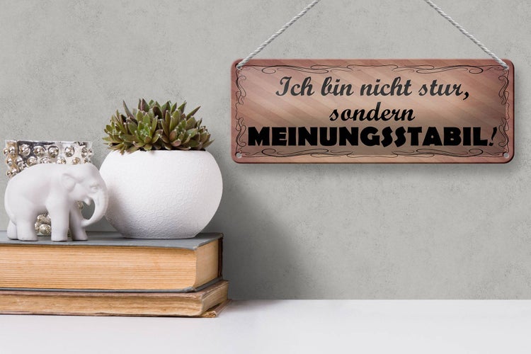 Blechschild Spruch 27x10cm bin nicht stur meinungsstabil Dekoration