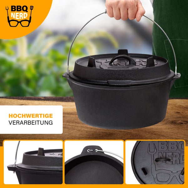 Gusseiserner Dutch Oven für verschiedene Wärmequellen