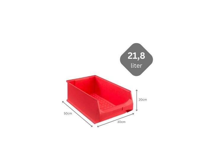 PROREGAL Rote Sichtlagerbox 5.0 HxBxT 20 x 30 x 50 cm 21,8 Liter Sichtlagerbehälter Sichtlagerkasten Sichtlagerkastensortiment Sortierbehälter
