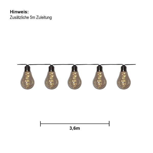 Lichterkette mit fünf Leuchten, Länge 3,6 Meter