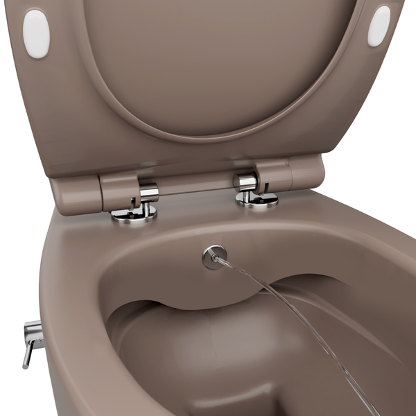 Isvea WC Toilet Badezimmer Wand-WC mit Dusch-WC Taupe mit Softclose-Sitz