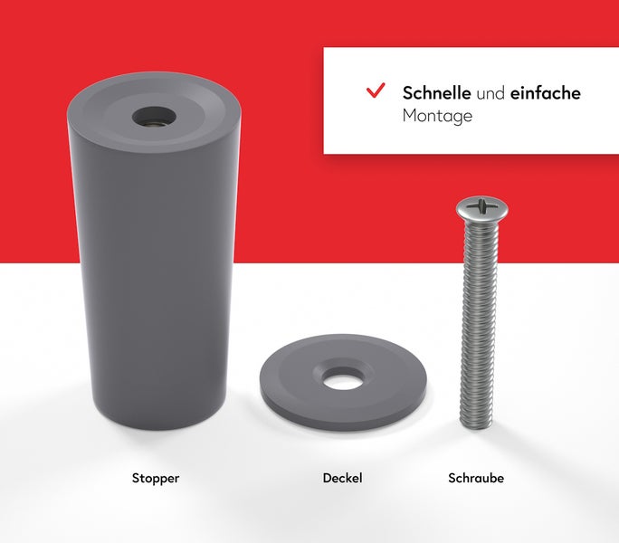 Bodenpuffer Set mit Stopper, Deckel und Schraube für einfache Montage
