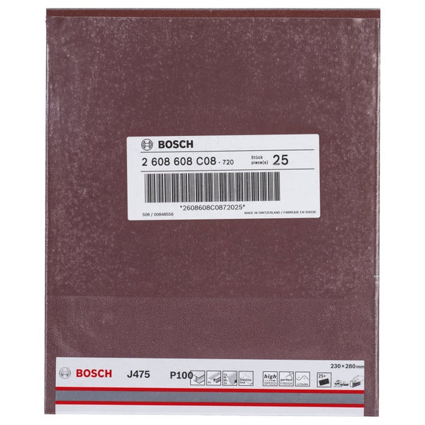Bosch Schleifpapier J475, Körnung P100, Packung mit 25 Stück