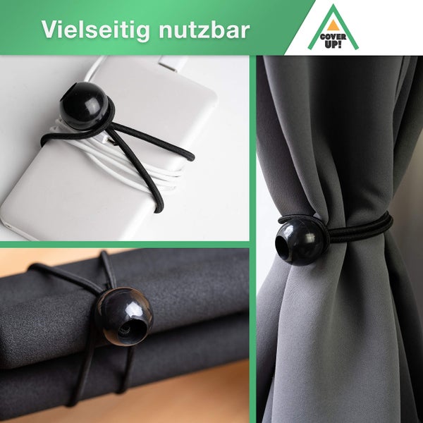 CoverUp! 25 Planenspanner mit Kugel für Banner, Planen, Pavillions, Zelte | Expanderschlingen, Planenhalter, Gummispanner, Zeltgummis, Spanngummis