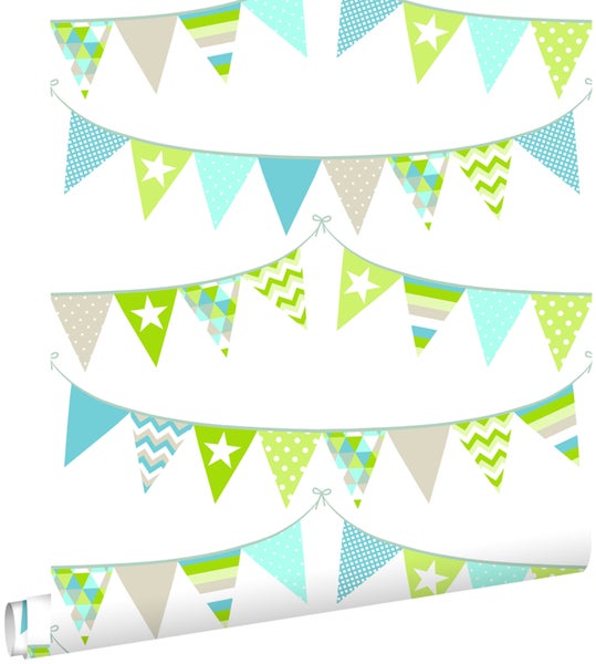 Tapete mit Girlandenmuster und Dreiecken