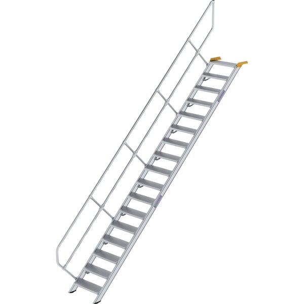 Günzburger Steigtechnik Treppe 45° Stufenbreite 600 mm 17 Stufen Aluminium geriffelt - 600257