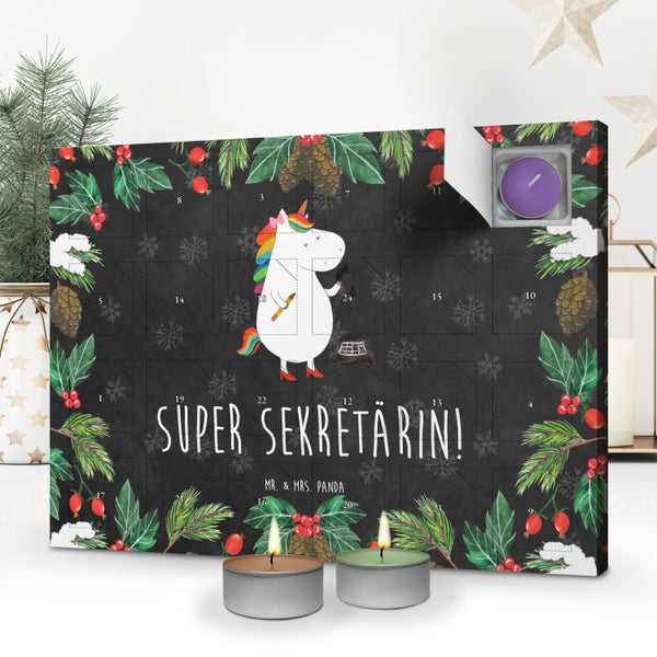 Mr. & Mrs. Panda Duftkerzen Adventskalender Einhorn Sekretärin - Schwarz