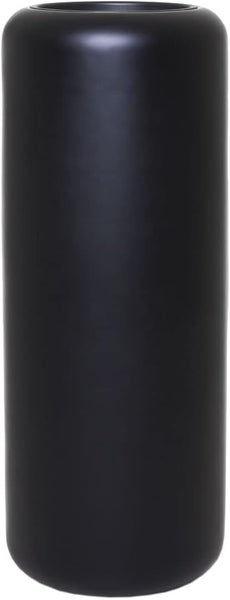 Hohe, zylindrische Bodenvase in Schwarz mit matter Oberfläche und abgerundeten Kanten.
