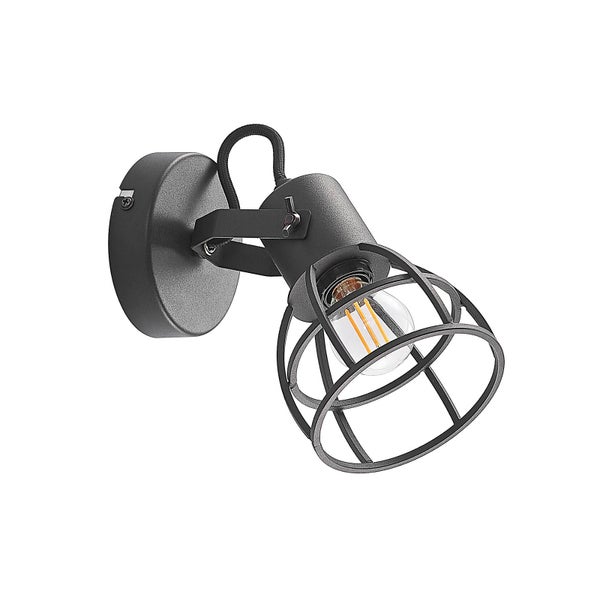 Lindby Strahler Flintos (Retro, Vintage Antik) in Schwarz aus Metall (1 flammig E14) - Deckenlampe Deckenleuchte Lampe Spot Wohnzimmerleuchte