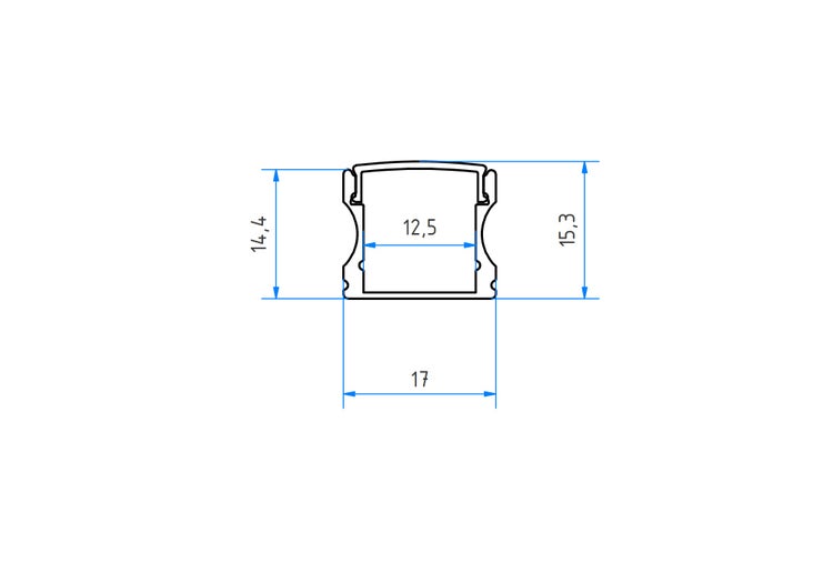 TIVENDIS Led Alu Profil 2 m AH Komplett Set für Strip / Streifen bis 12 mm breit | Abdeckung transparent klar, Endkappen, Befestigungclips | U-Form Aufputz Deckenleiste Wandprofil eloxiert
