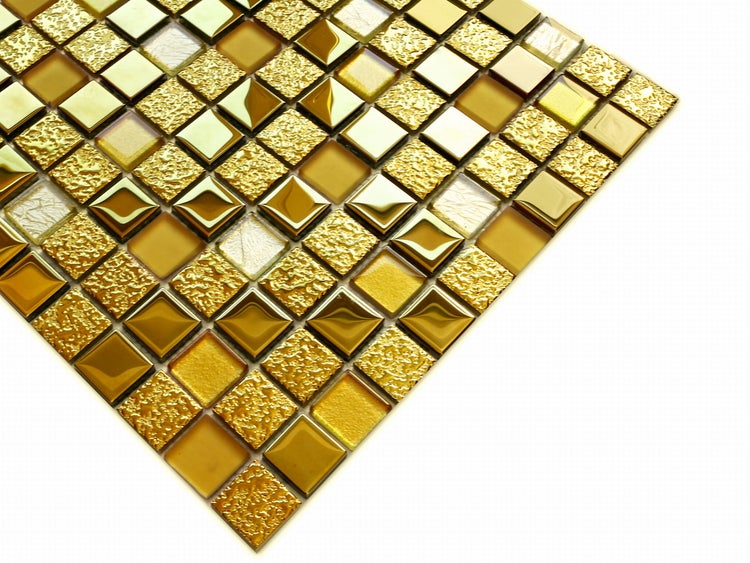Glasmosaik auf Netz für Bad und Küche 30cm x 30cm  - Egyptian Gold