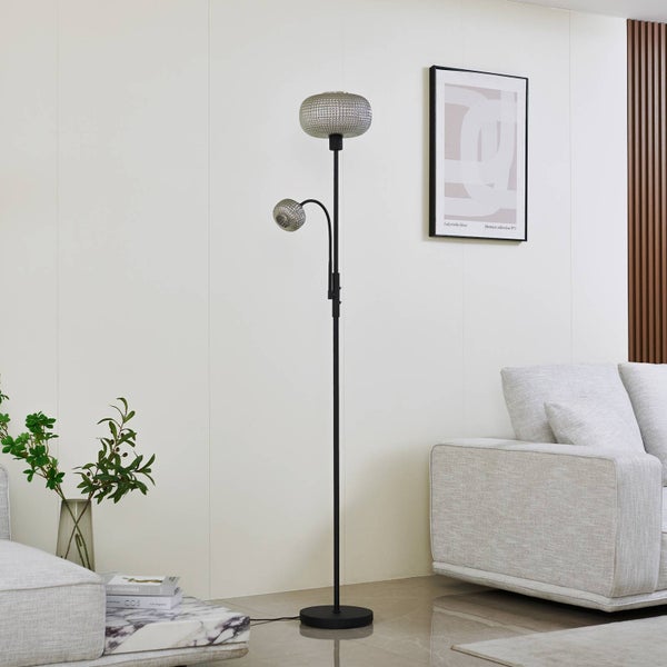 Lindby Stehlampe Aliette (Modern) in Schwarz aus Metall (2 flammig, E27) - Stehleuchte Standleuchte Floor Lamp Wohnzimmerlampe Wohnzimmerleuchte