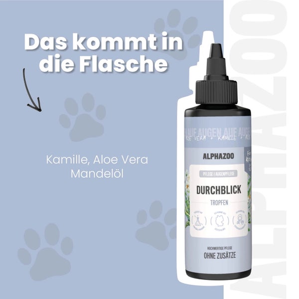 AlphaZoo Augentropfen für Katzen mit Kamille, Aloe Vera und Mandelöl