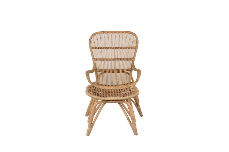 Ella Loungestuhl mit Hocker natur, offwhite. 66 X 131 X 95 cm