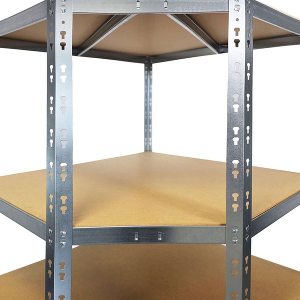 FLOORDIREKT Eckregal - Hohe Traglast - Viel Stauraum - Individuell einsetzbar - Verzinkt - 180 x 90 x 42 x 60 cm