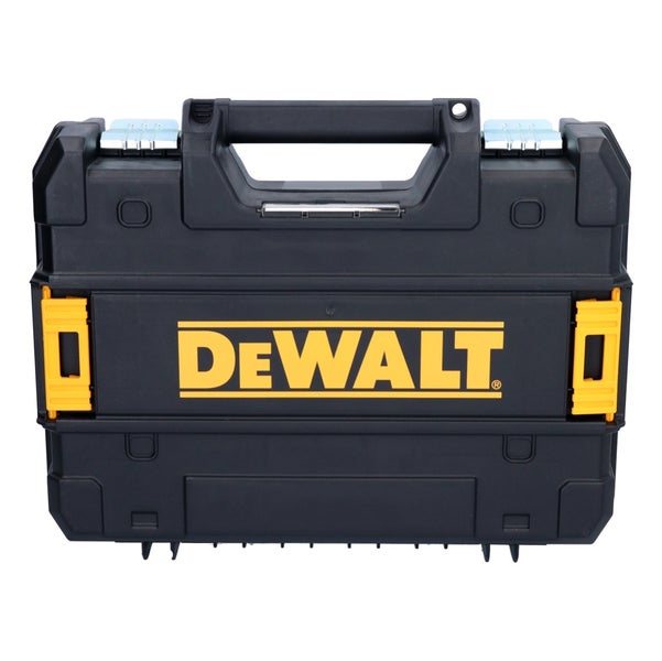 DeWalt Werkzeugkoffer aus robustem Kunststoff mit Tragegriff und DeWalt Logo.