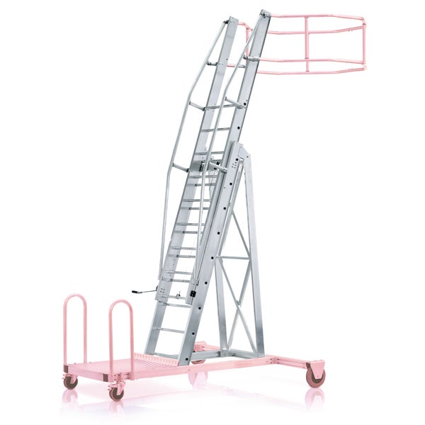 Rollbare Arbeitsbühne mit Leiter