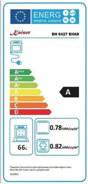 EU Energieeffizienzlabel für den Kaiser Backofen EH 6427 ElfAD mit Energieeffizienzklasse A.
