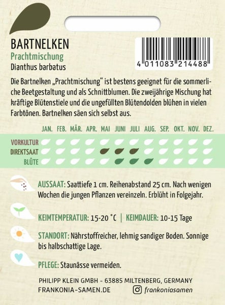 Verpackung Bartnelken Prachtmischung Saatgut