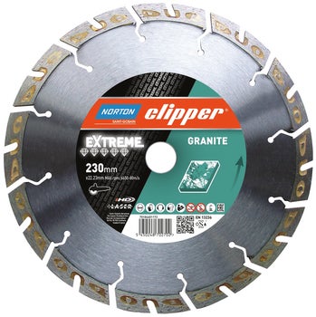Norton Clipper Diamanttrennscheibe Extreme Granite mit 230 Millimeter Durchmesser für Winkelschleifer