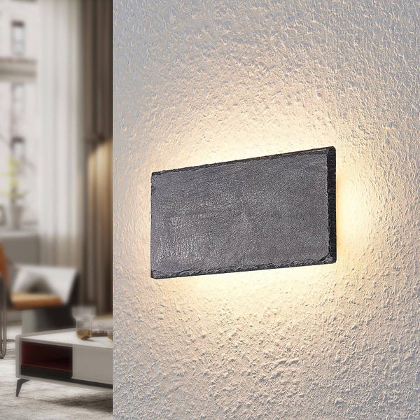 Lindby LED Wandleuchte, Wandlampe Innen Peetu dimmbar (Modern) in Alu aus Stein (1 flammig ) - Wandstrahler Wandbeleuchtung Schlafzimmer / Wohnzimmer Wohnzimmerleuchte