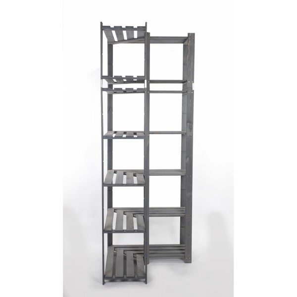 PROREGAL Eckregal Pinepeak HxBxT 220 x 85 x 38 cm 7 Fachboden 1,2 cm Dickes Kiefernholz Grau