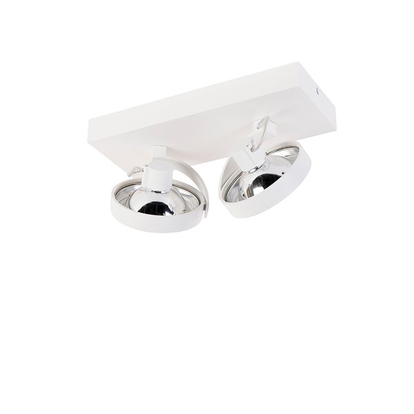 Weiße Deckenleuchte mit zwei Strahlern zur flexiblen Beleuchtung