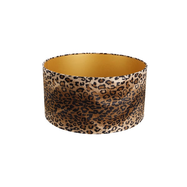 Velours Lampenschirm Leopard Design 50/50/25 Gold innen