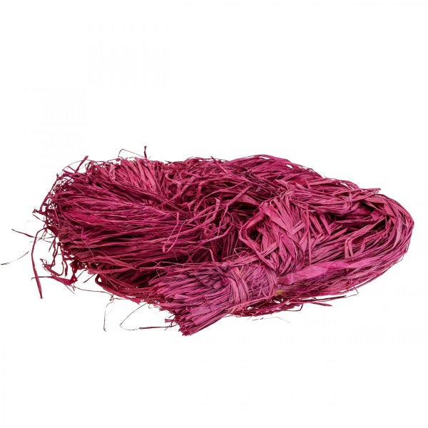 Bündel Naturbast in Magenta zum Basteln und Dekorieren.