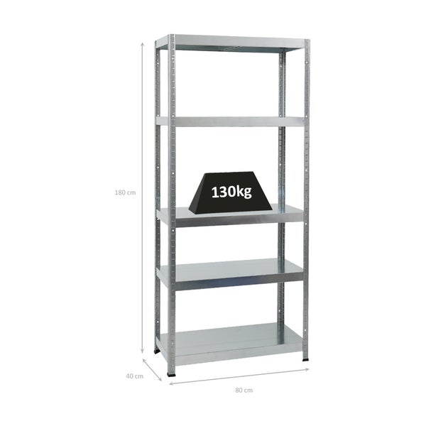 PROREGAL Schwerlastregal Steel Eagle HxBxT 180 x 80 x 40 cm Fachlast 130 kg Verzinkt