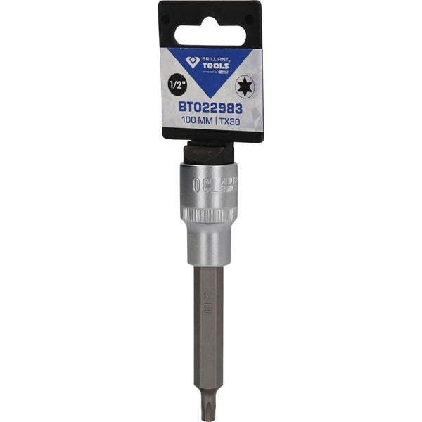 Brilliant Tools Steckschlüssel Einsatz mit Innen Torx Profil, 100 mm, TX30