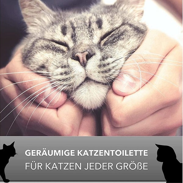 Katzenklo mit Deckel Katzentoilette XXL  große Katzenklo Haubentoilette grau inkl. Aktivkohlefilter Katzen Klo geschlossen