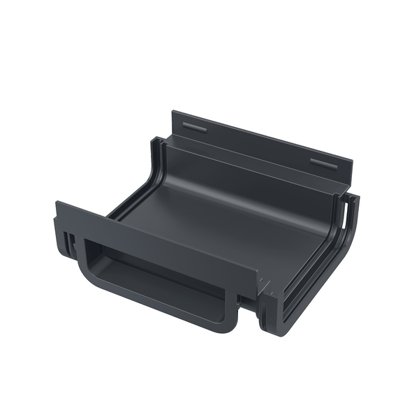 Rinnenverbinder aus Kunststoff für Kastenrinnen in Anthrazit.