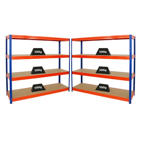 PROREGAL Mega Deal 3er-Sparset Profi-Schwerlastregal DINO HxBxT 180x200x60 cm Fachlast 500kg Blau/Orange