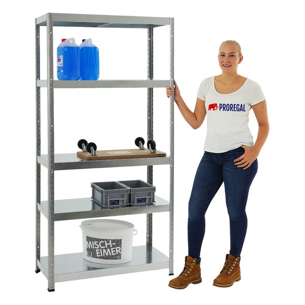 PROREGAL Schwerlastregal Steel Eagle HxBxT 180 x 90 x 40 cm Fachlast 130 kg Verzinkt