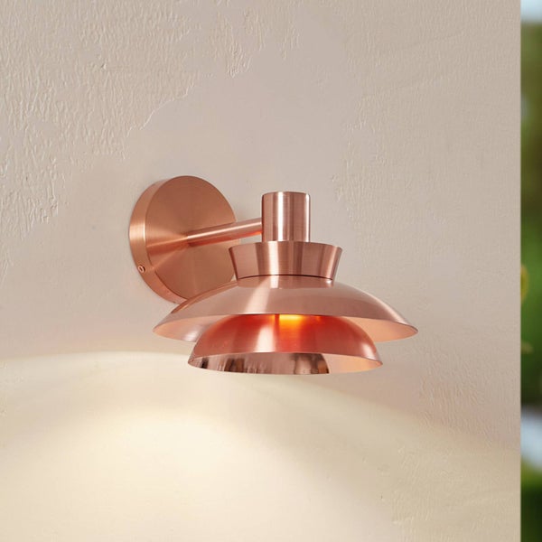 Lucande Wandleuchte außen Thais (spritzwassergeschützt (Modern) in Kupfer aus Edelstahl (1 flammig, E14) - Außenwandleuchten Wandlampe Led Außenlampe Outdoor für Außenwand/Hauswand Haus