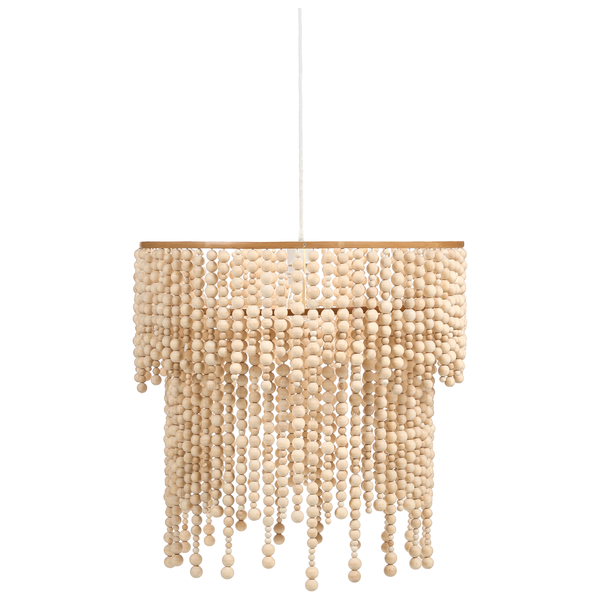 Hängelampe mit Holzperlenbehang