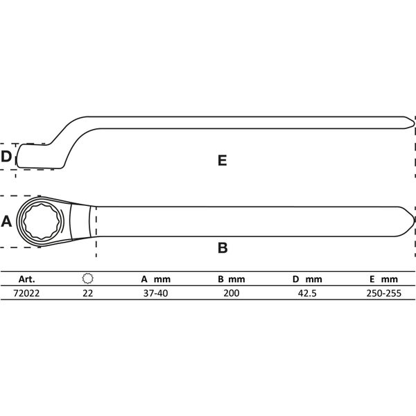 BGS VDE-Einringschlüssel tief gekröpft SW 22 mm - 72022