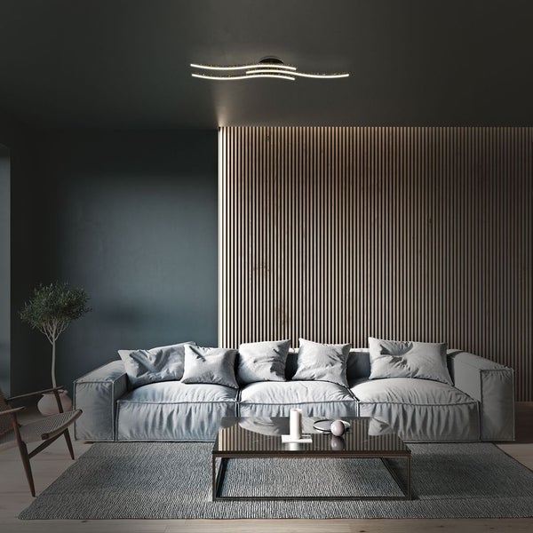 Briloner Leuchten REY - Wand-& Deckenleuchte - 3718035 - Glitzereffekt durch Laserlochoptik - 19W ? 2100 lm - Warmweiß 3000K - 80,5 x 15 x 10 cm
