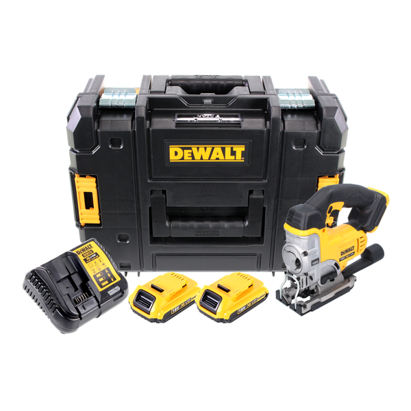 DeWalt Akku-Stichsägeset inklusive Stichsäge, zwei 18 Volt Akkus, Ladegerät und TSTAK Systemkoffer.